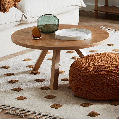 Round light oak store coffee table